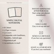 Digital Notebook | iPad Notebook | Goodnotes Notebook | Digital Note Template | Goodnotes Templates | Minimalist Notebook | Notability